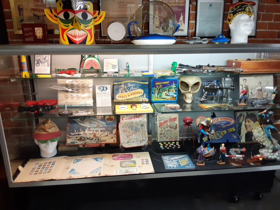 A display case at the Radio Days Theater of the Mind Museum